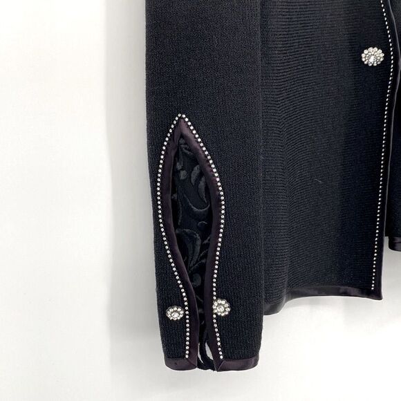 EL Ana Occasion Evening  Studded Embellished Jacket Rhinestone Buttons Black M - Picture 2 of 14